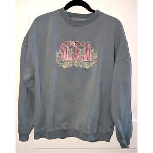 Big Dogs Sweatshirt Large Vintage 90s Must Obey Me Mom Blue Embroidery